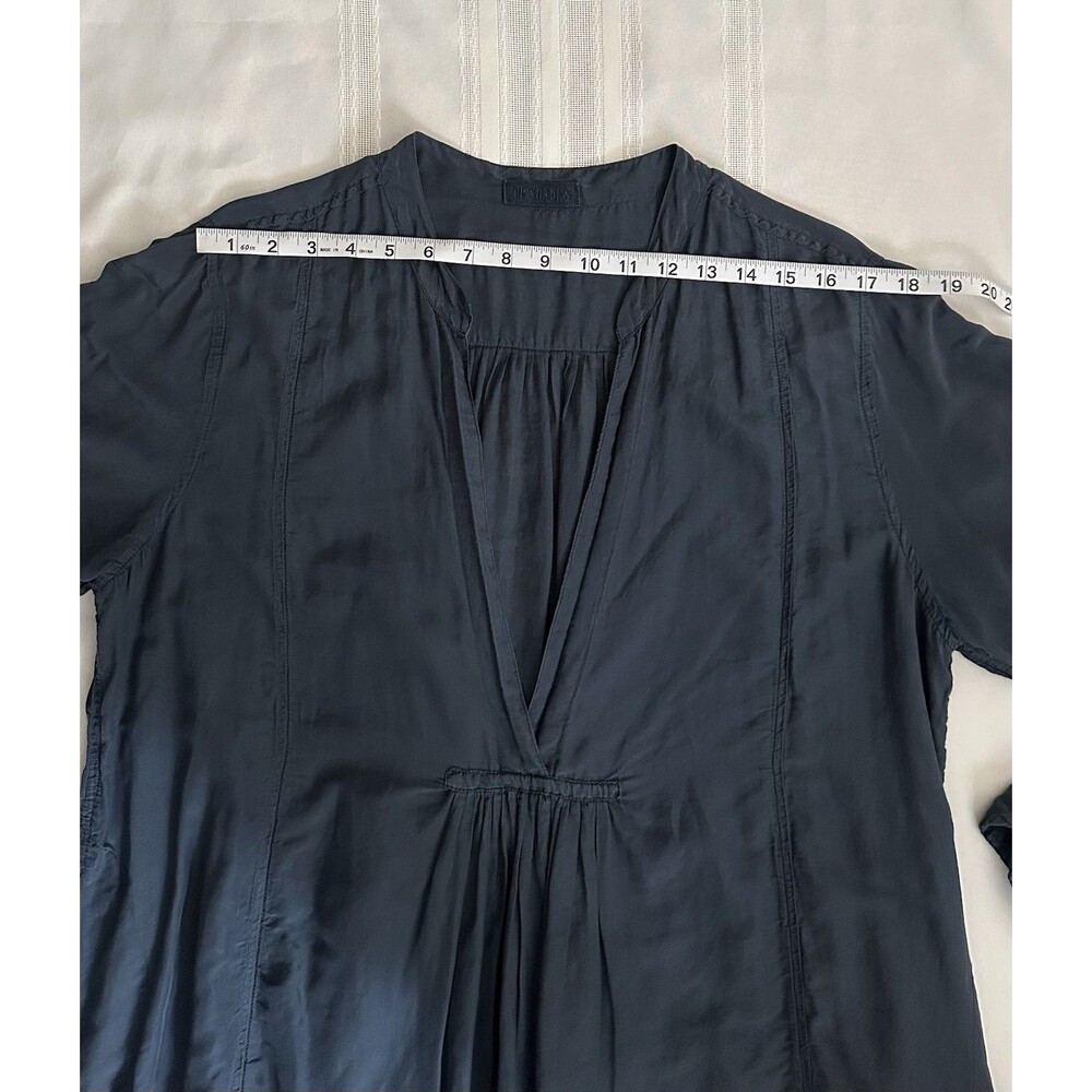 CP Shades Blue Long/Midi Dress in Cotton-Silk Blend with V-Neck and Pockets SZ L - Picture 6 of 16